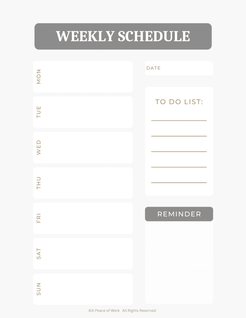 5 Free Printable schedul