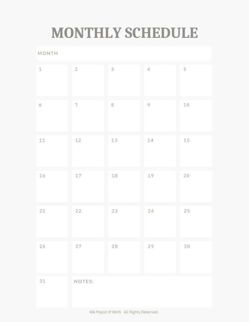 7 Free Blank Monthly Calendar