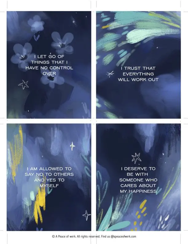 Words of Affirmation to self Cards