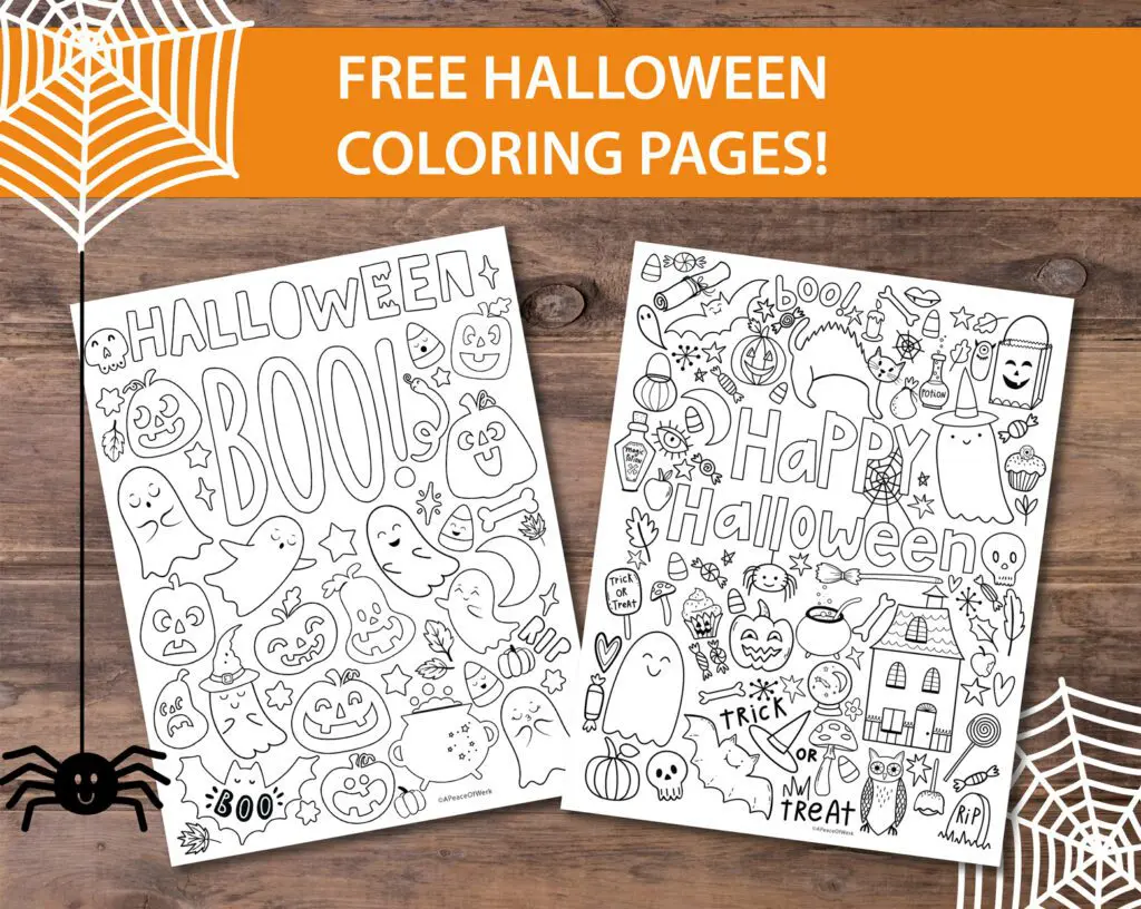 2 free halloween coloring sheets for kids