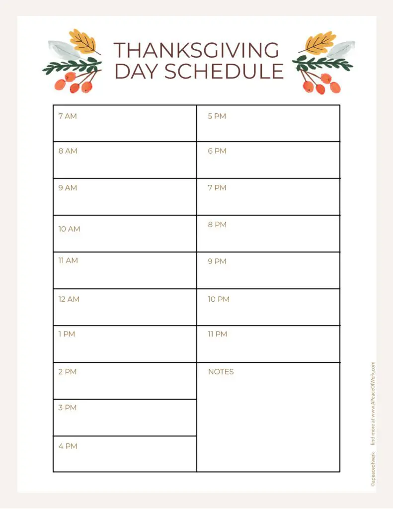 Thanksgiving-Day-Cooking Schedule