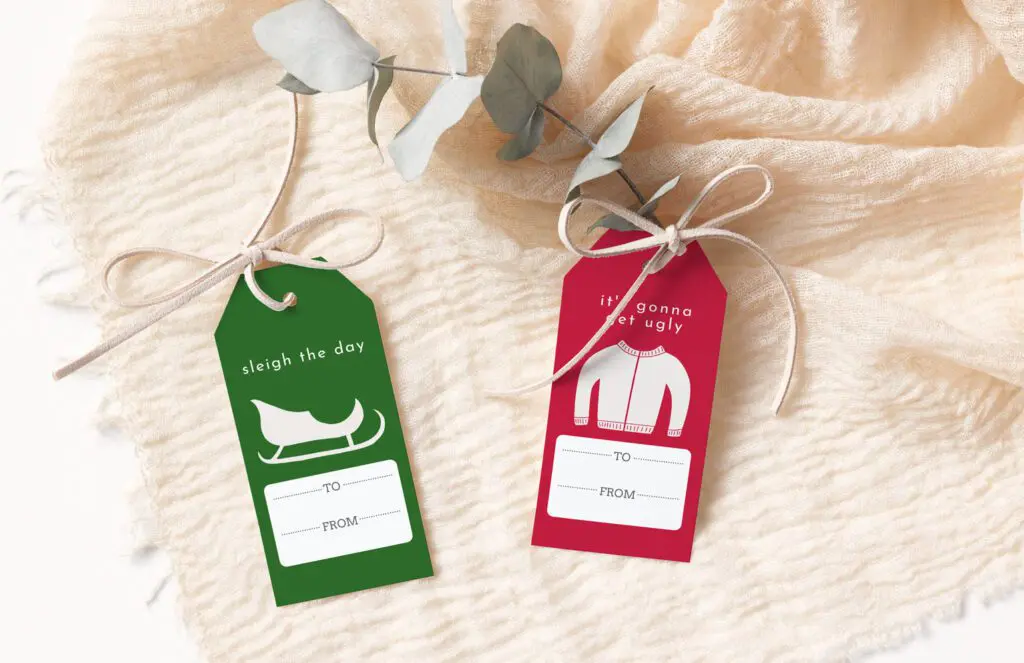 Christmas Gift tags red and green with cute and funny puns