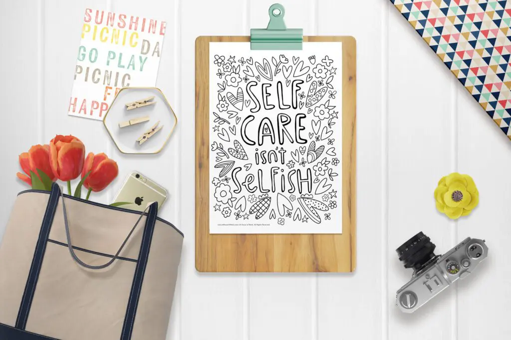 self-care-isnt-selfish-Free adult coloring-page-mock