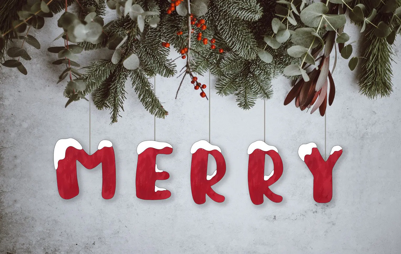 Christmas decorations snowy-bubble-letters-mock-up