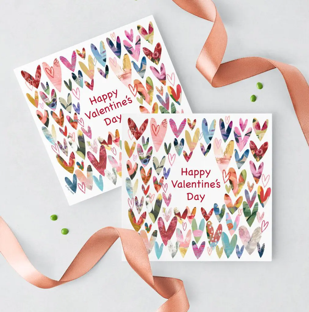 Happy Valentines Day square card mock up with hearts