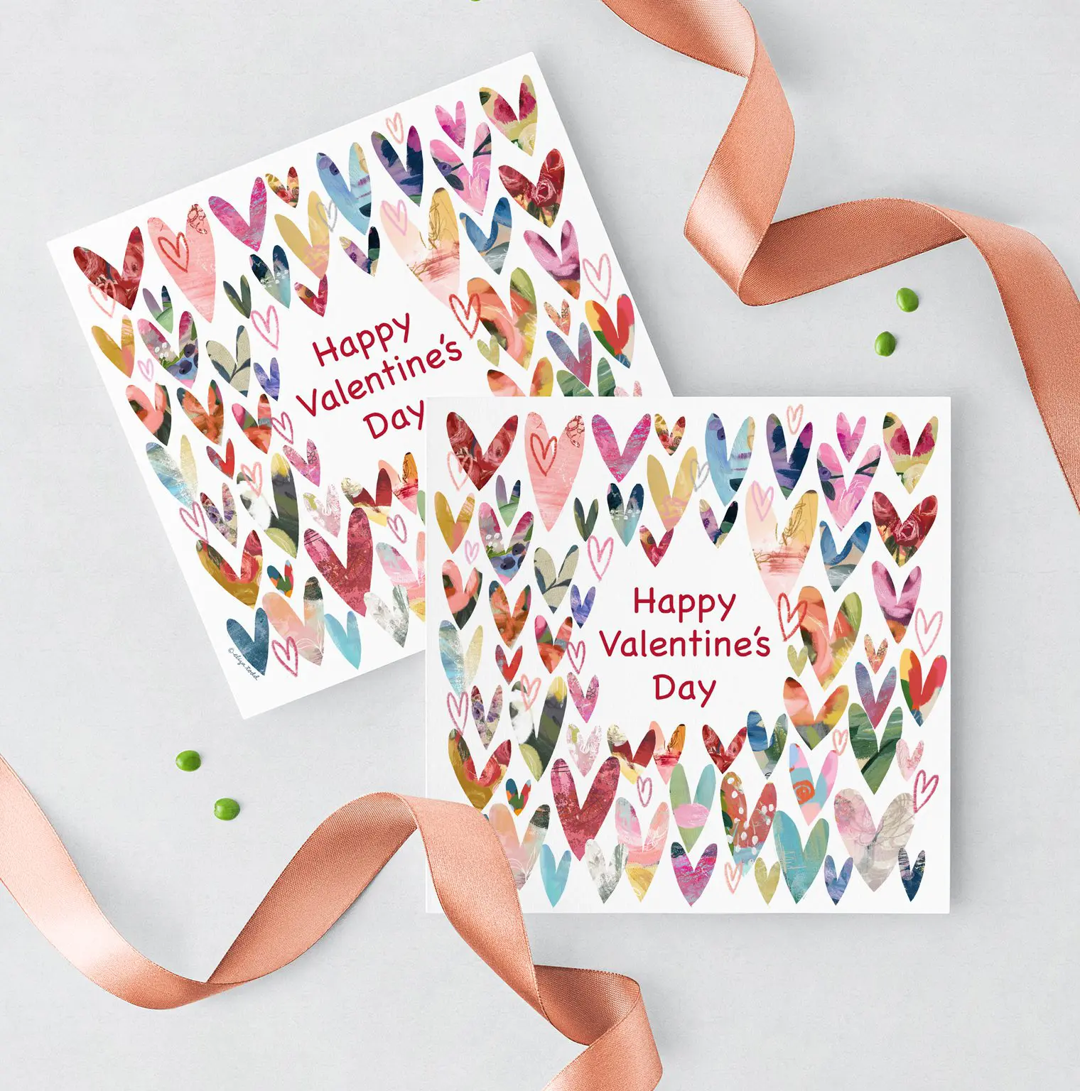 Happy Valentines Day square card mock up with hearts