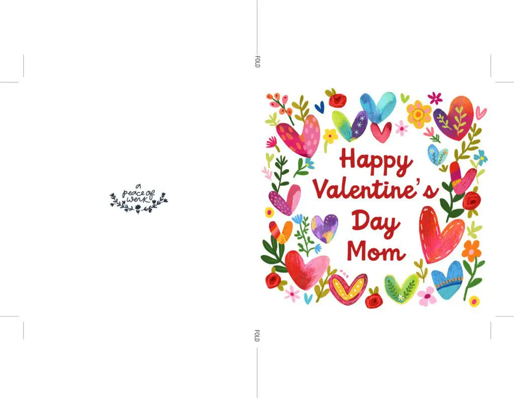 Happy Valentine's Day Mom 5x5 Card printable
