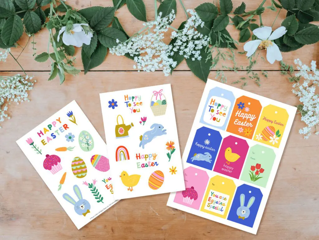 Easter Flatlay with stickers and tags