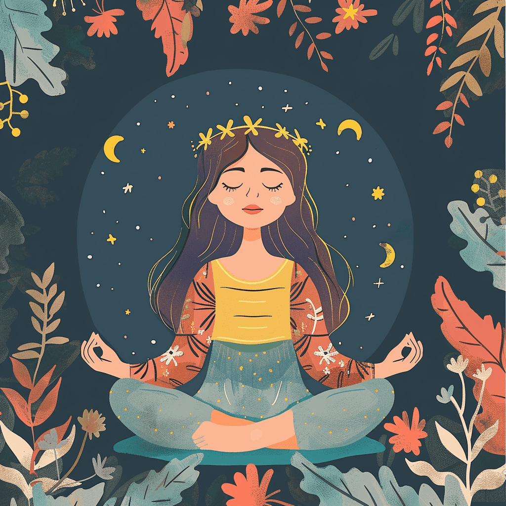 girl meditating in the dark
