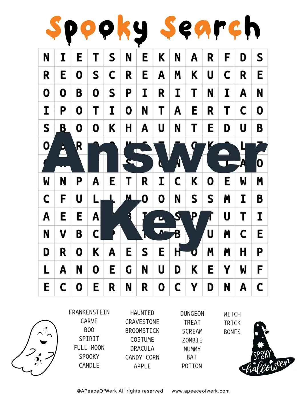 Spooky Search Answer Key