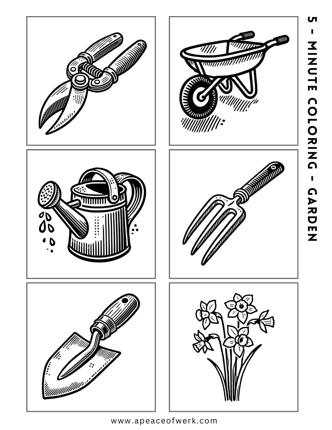 Garden themed 5-minute coloring page