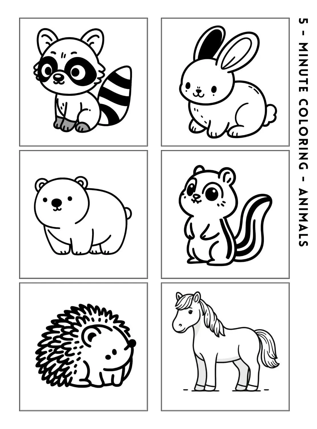Animals themed mini coloring page