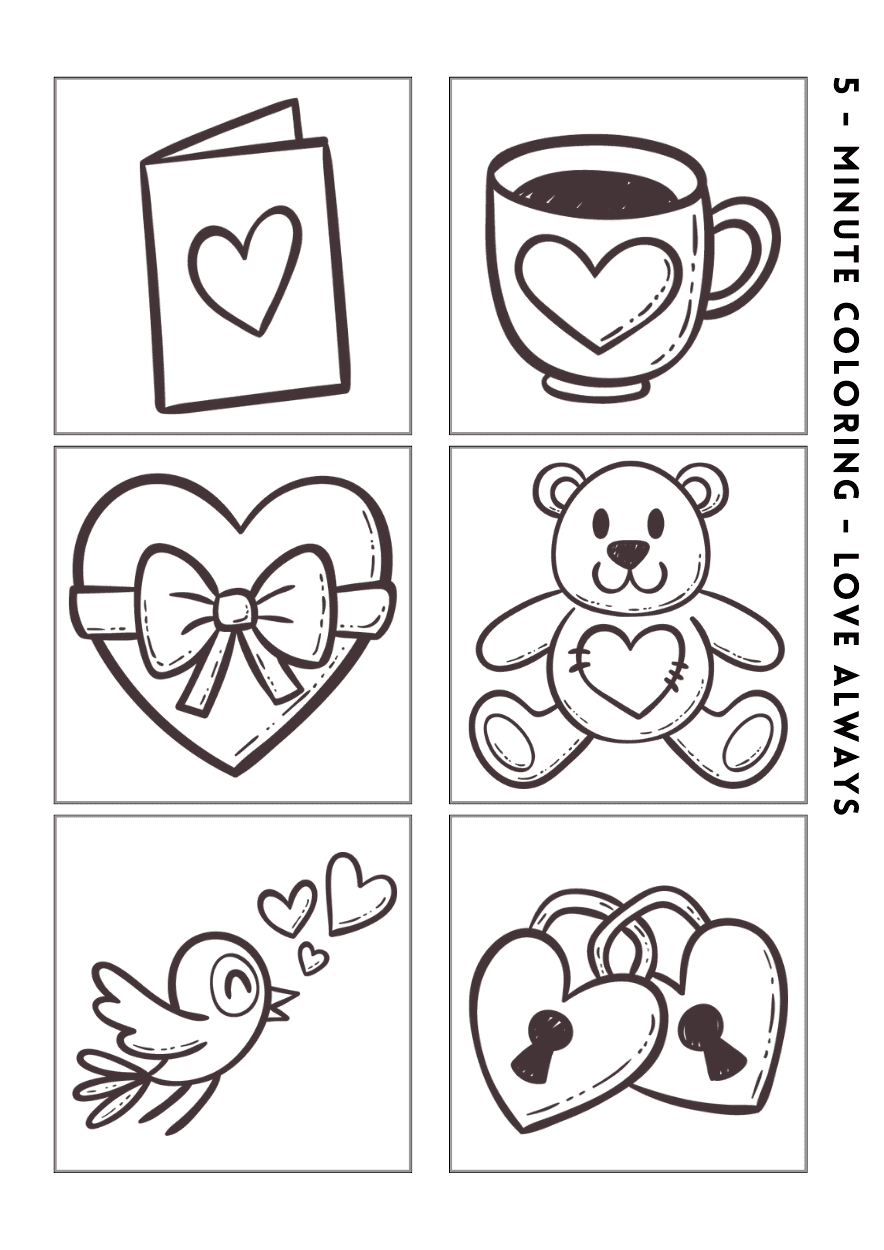 Love is in the air mini coloring page