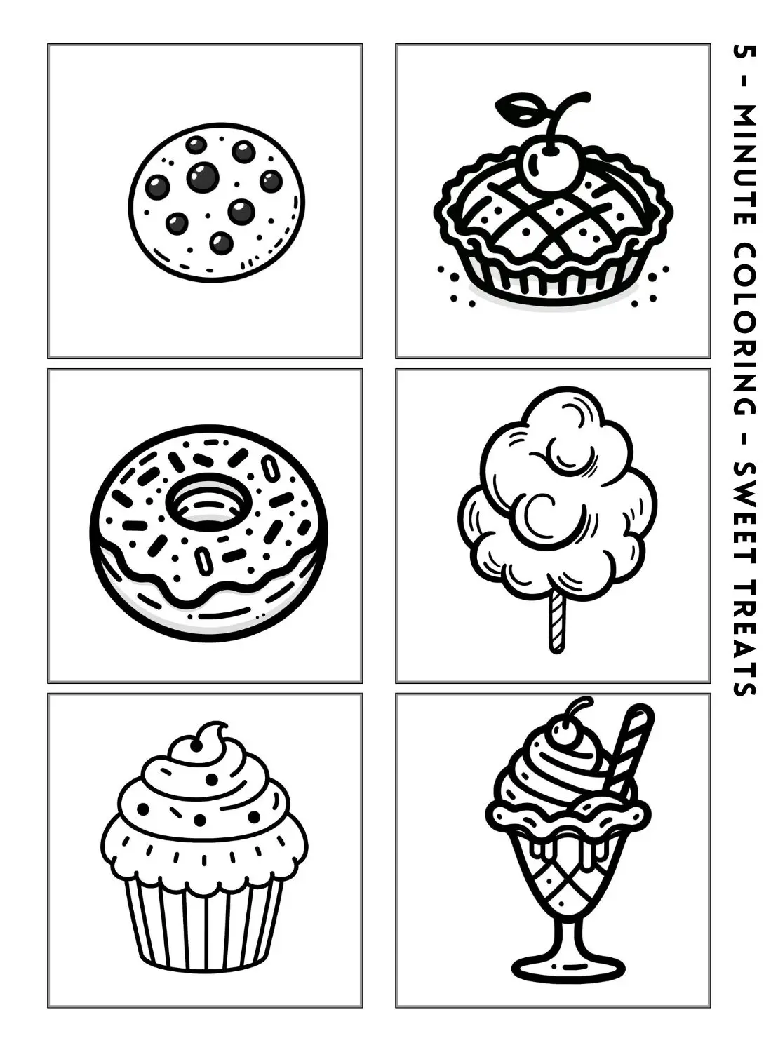 Sweet treats themed mini coloring page