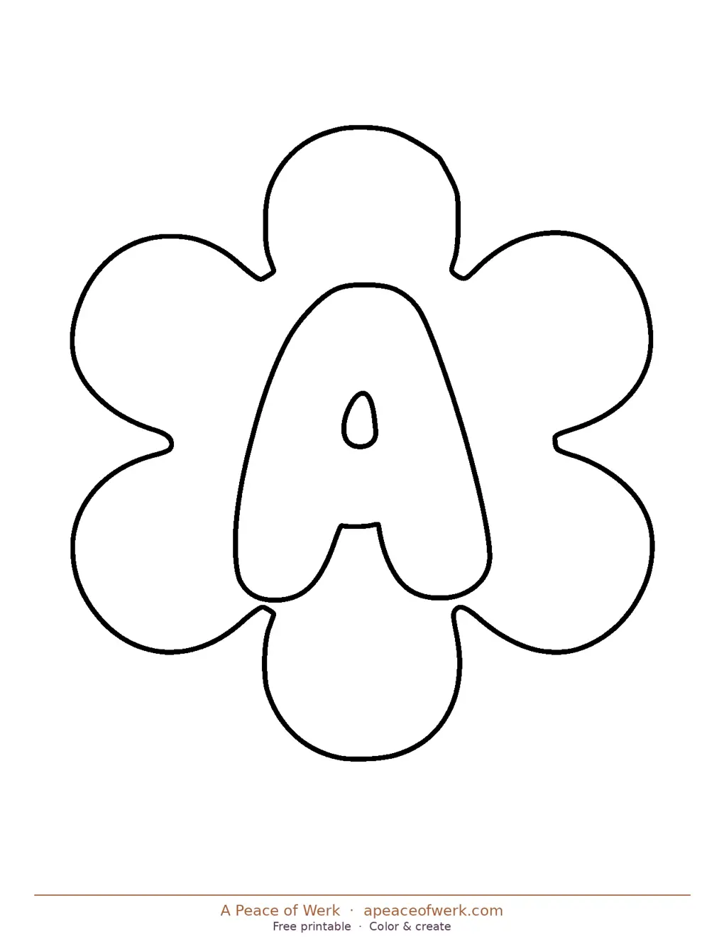Free printable flower banner bubble letter A close-up
