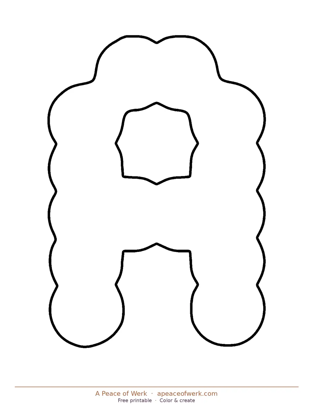 Printable gaming bubble letter A in bold gamer style — free gaming letter stencil by A Peace of Werk