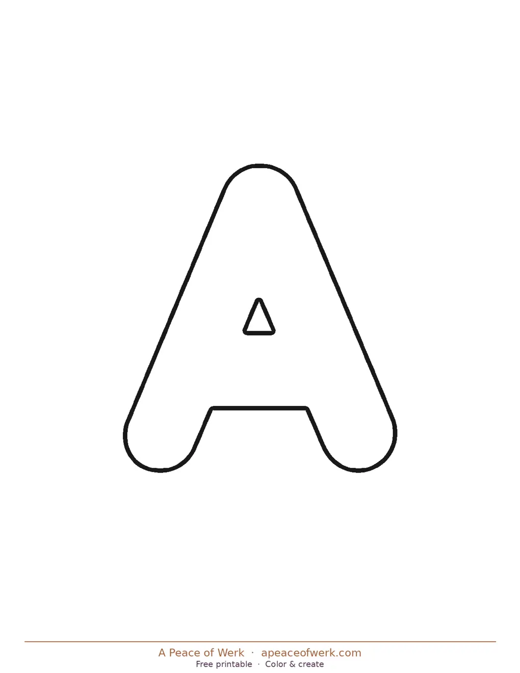 Printable simple bubble letter A with clean wide outline — free easy bubble letter by A Peace of Werk