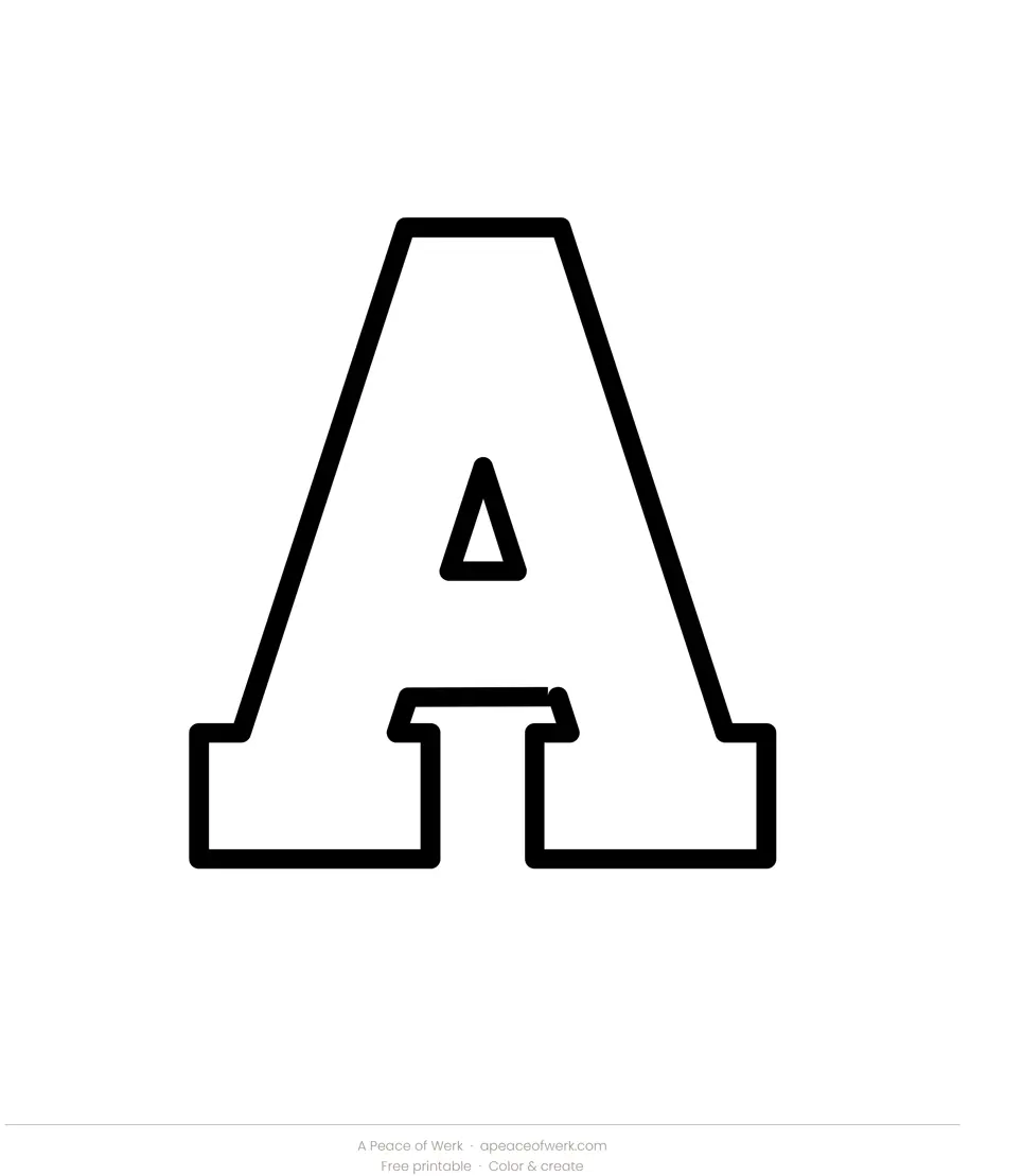 Free printable varsity bubble letter A close-up