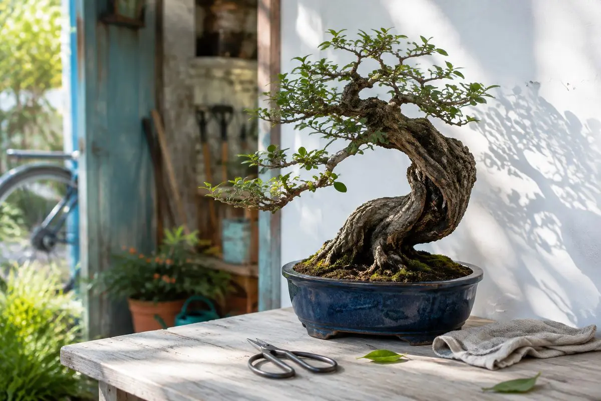 Find a quiet space — tending a bonsai in the morning light