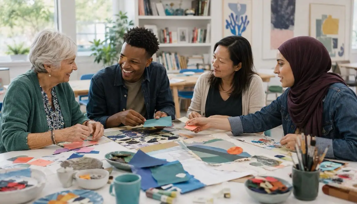 The collective experience — a community art group working on collage together