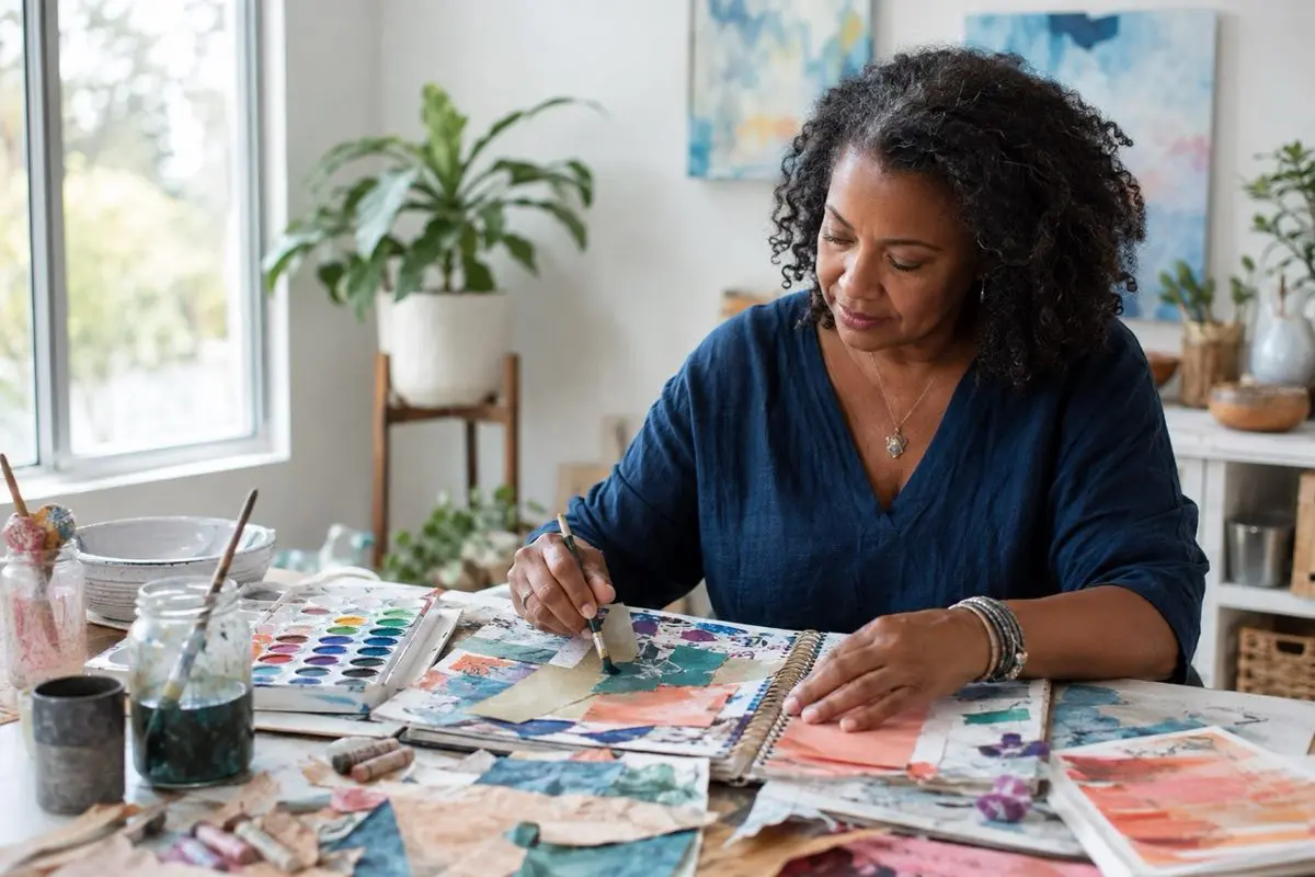 Art for stress relief — working quietly in a sketchbook