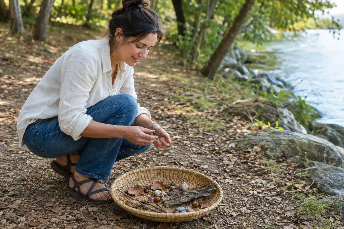 Collecting natural materials for art
