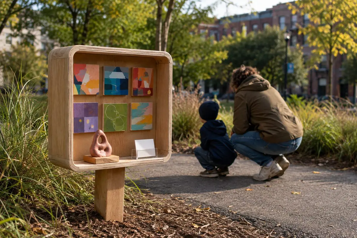 How to get involved in guerrilla art — a free mini art gallery stand in the park
