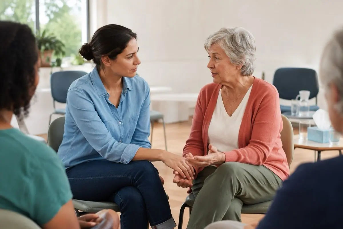 Connect with others who are grieving — a support group holding hands