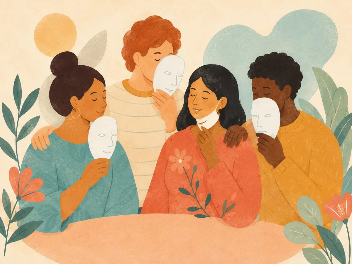 Recognizing mental health masking — friends beginning to lower their masks together