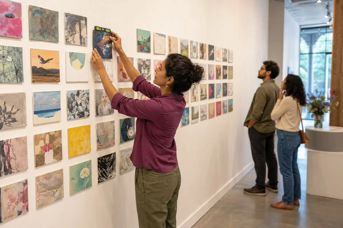 Anonymous 6x6-inch artworks created for a community fundraiser