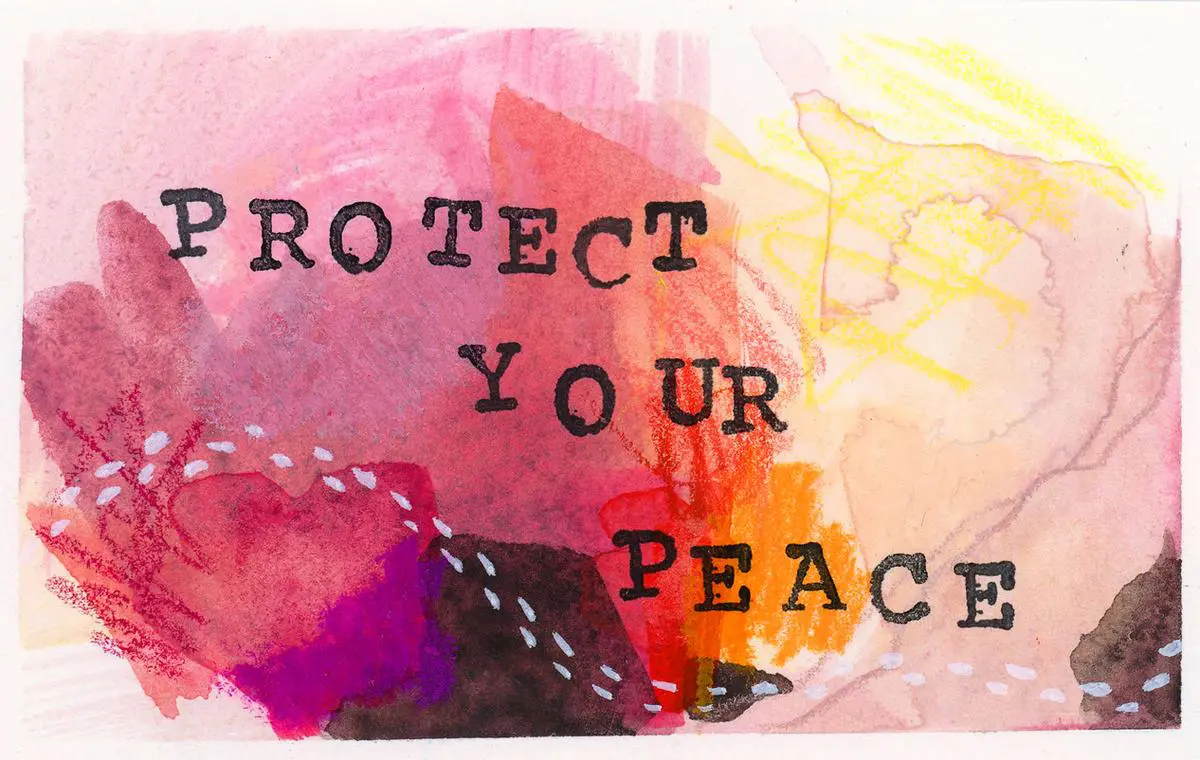Protect your peace Hand-painted watercolor art with the words Protect Your Peace, a reminder to guard your inner calm