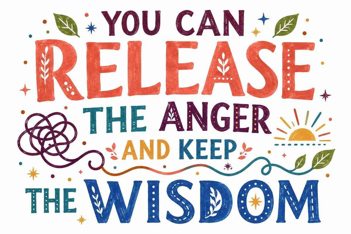 You can release the anger and keep the wisdom — hand-lettered reminder