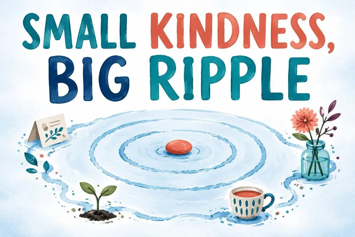 Small kindness, big ripple — hand-lettered reminder