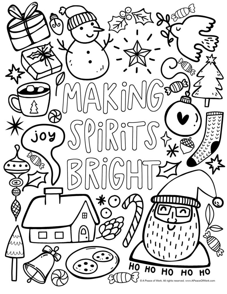 Making Spirits Bright Free Christmas Coloring Sheet