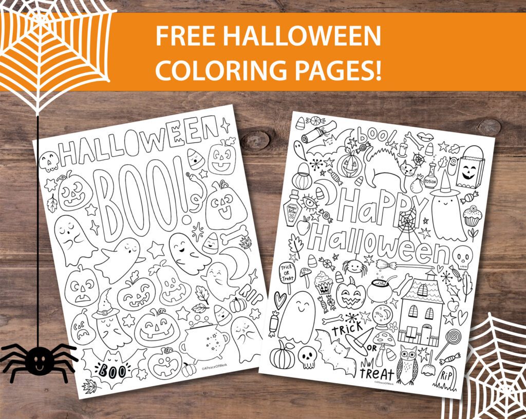 2 free halloween coloring sheets for kids