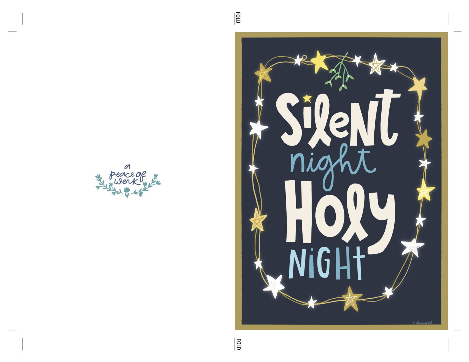 Silent Night Holy Night Christian Holiday Greeting Card Printable