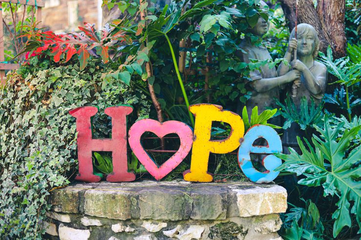 Hope sign with encouraging message