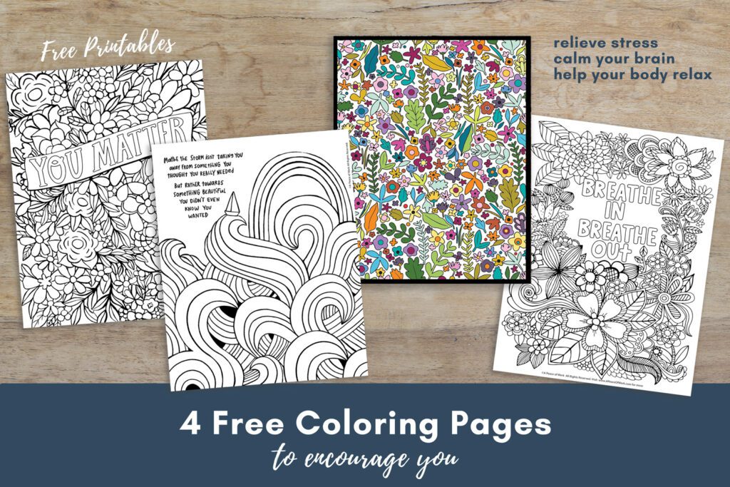 4 free coloring page printables for download to help you relax and reduce stress