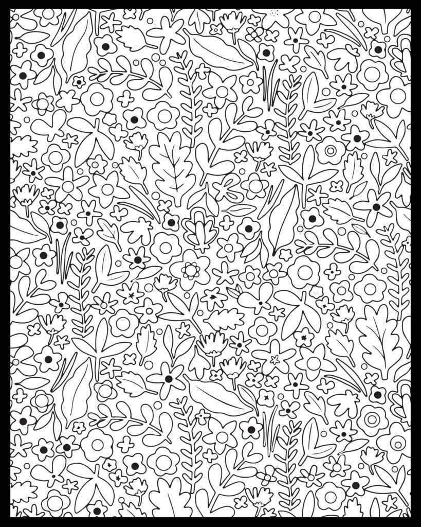 Small flowers free adult coloring sheet printable for self care