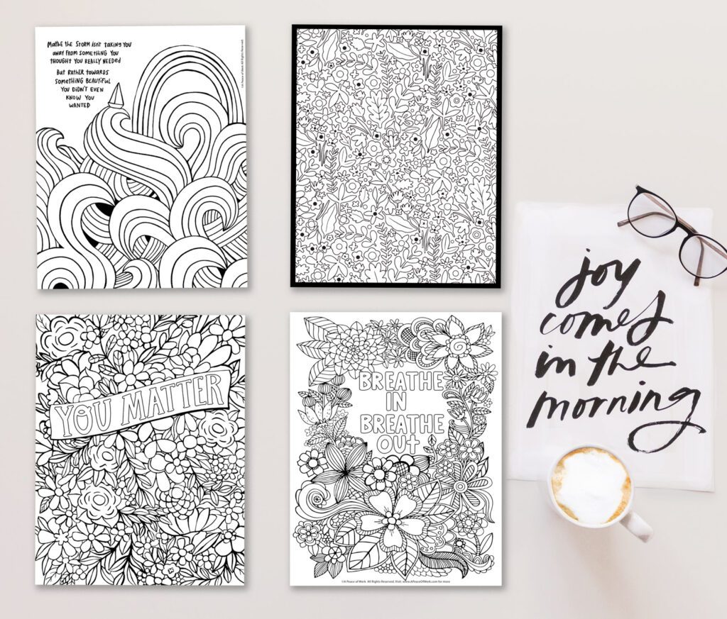 Free coloring Printable pages for adults to destress and find encouragement