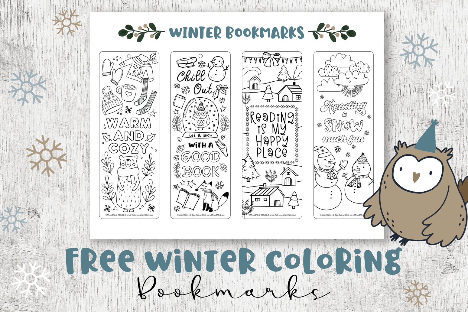 Free Winter Coloring Bookmarks A Peace Of Werk By Eliza Todd