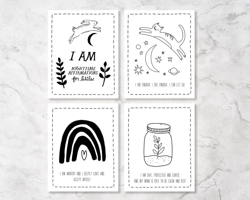 Printing Suggestions for these Free Nighttime Affirmation Cards for Kids
