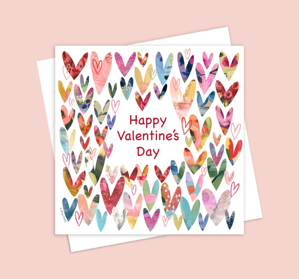 Free Valentines Day Card with hearts printable mockup
