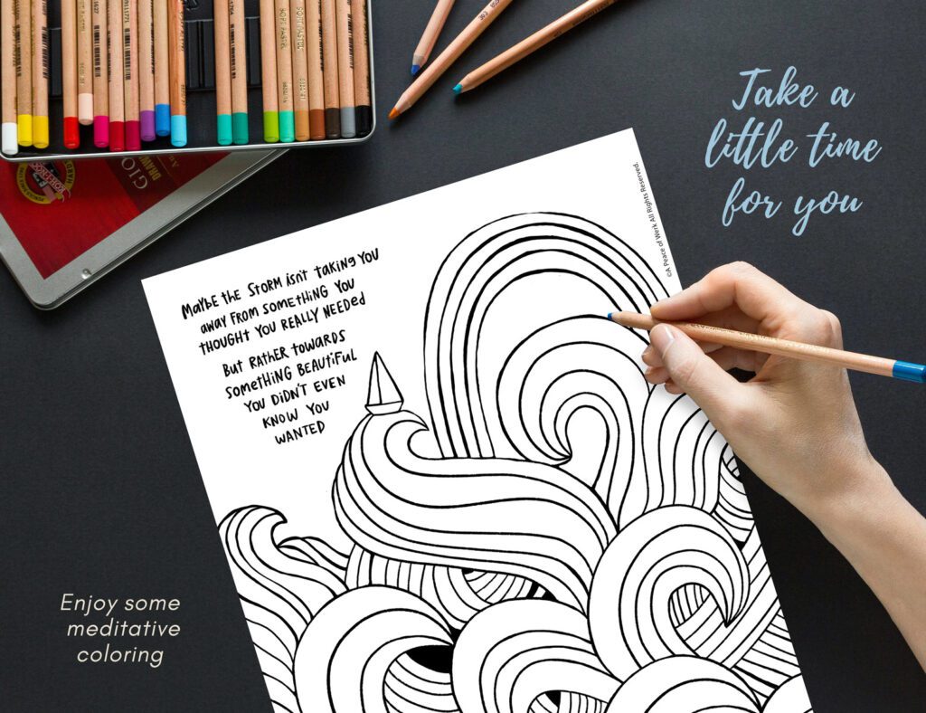 Free coloring page to encourage to help during stressful time