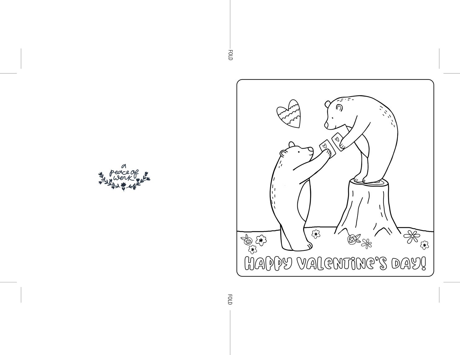 Eliza Todd - Happy Valentines Day Bears 5x5 Coloring Card printable