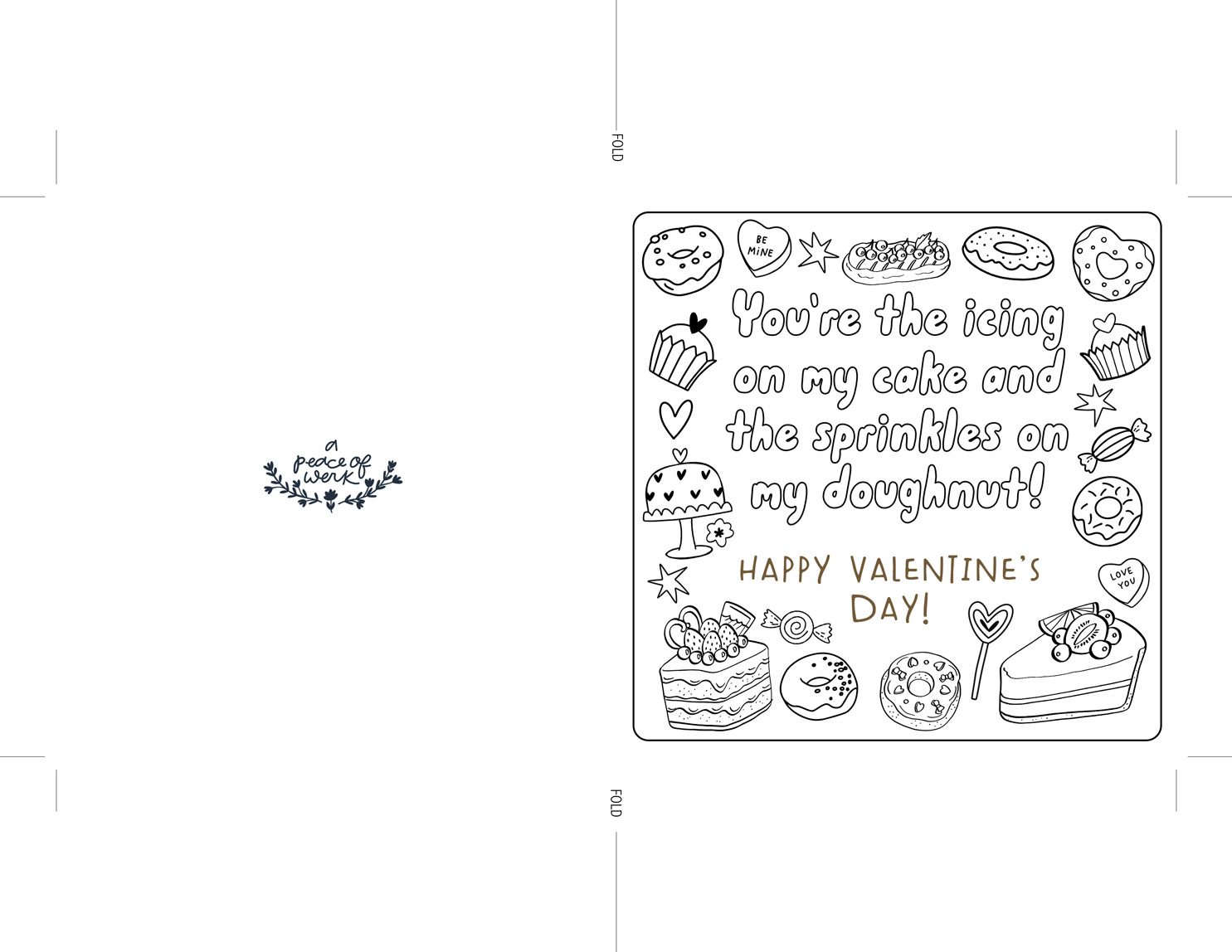 Eliza Todd - Icing and sprinkles Valentines 5x5 Coloring Card printable