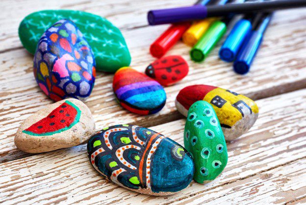 Creative Art using Crayons and Stones