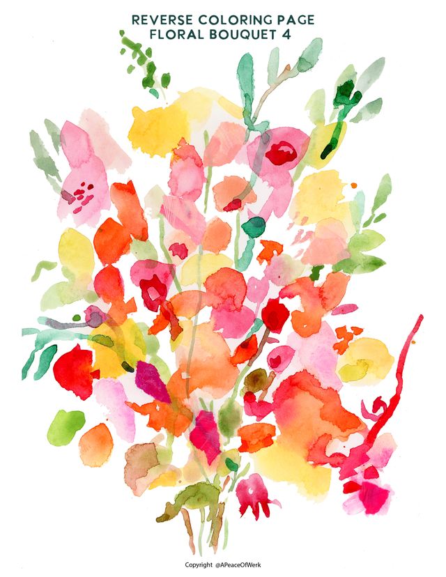 reverse coloring page bouquet 4