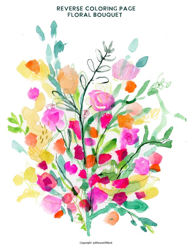 reverse coloring page bouquet 1