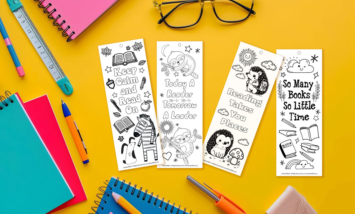 Back to School: Coloring Bookmarks for Kids: A Peace of Werk